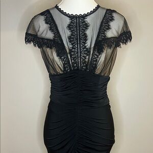 Jessica McClintock Black Lace Bodice Maxi Dress